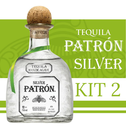 Tequila Patron Silver 750ml Kit Com 2 Unidades Premium
