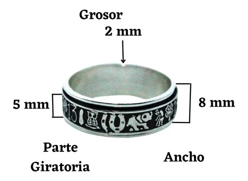 Anillo Protector De Suerte Plata 925 Hombre Mujer Giratorio