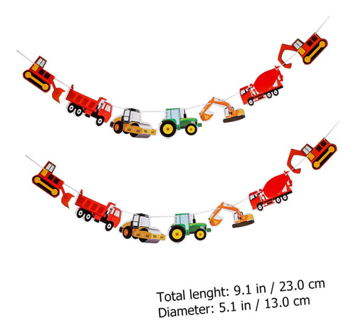 2x Letrero Cumpleaños Fiesta Vehículos Construcción Tractor