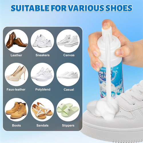 Limpiador De Zapatos Espuma 200 Ml Kit Limpieza Para Blancos