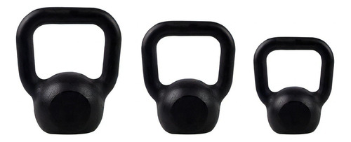 Kit Kettlebells Academia De 4, 8 E 12kg - Peso Total 24kg Cor Preto