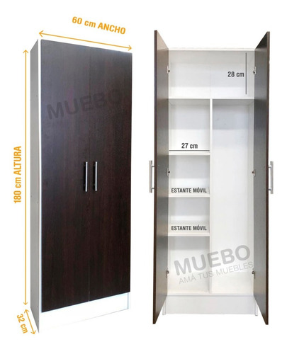 Imagen 3 de 8 de Escobero Despensero 1.80 2 Puertas Maxi Organizador Cocina #