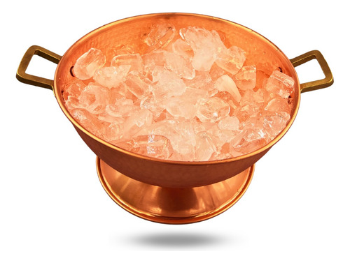 Champanheira Em Cobre C/ Alça De Bronze Martelada 10 Litros