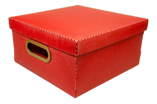 Caja Organizadora Cuadrada Plástica Símil Lino 29x29x15 Color Bordó