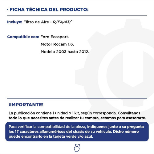Imagen 2 de 9 de Filtro De Aire Ford Ecosport Motor Rocam 1.6 03/12 Origina