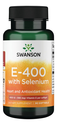 Vitamina E 400mg Con Selenio - Swanson - 90 Pastillas