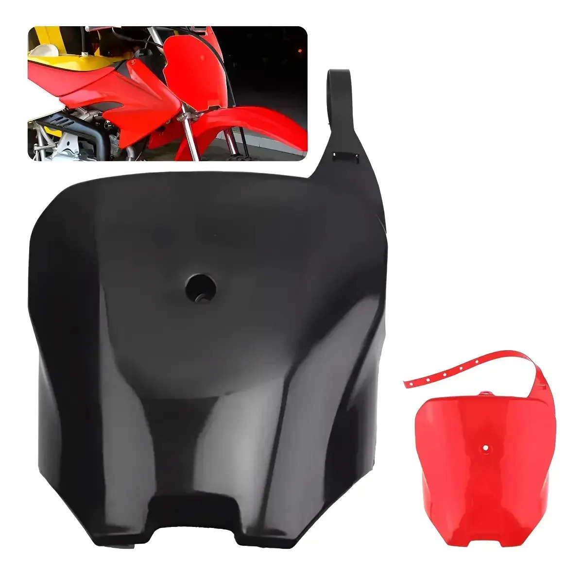 Tzawhst Portaplacas Delantero con Guardabarros para Motocross â PP Resistente UV/Golpes, Superficie DIY para Stickers, Montaje FĂĄcil, Apertura 9 cm,Negro