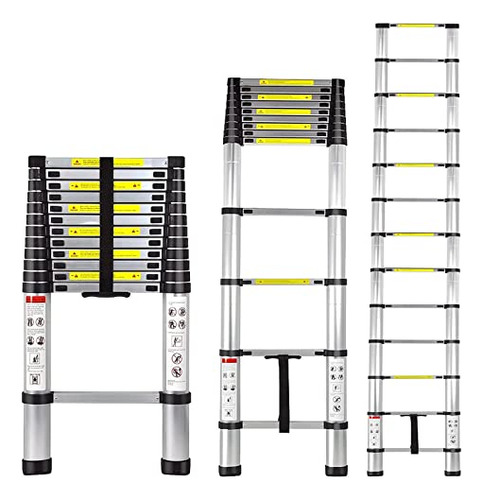 Escalera Telescópica De 12.5 Pies, Escalera Extensible...