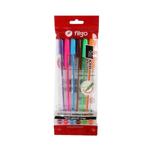 Imagen 2 de 2 de Boligrafo Birome Lapicera Filgo Stick 026 X 6 Colores