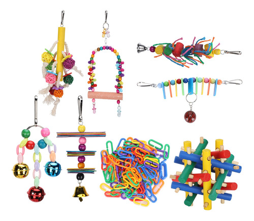 Bird Swing Toys 8pcs Parrots Bloques De Madera Para Morder