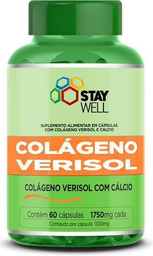 Colágeno Verisol 1300 mg con tecnología alemana de calcio 100% puro, 60 cápsulas de gelatina blanda
