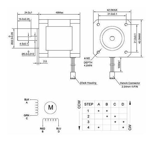 Pcs Nema  motor Paso Bipolar  a  ncm Oz In Longitud Para