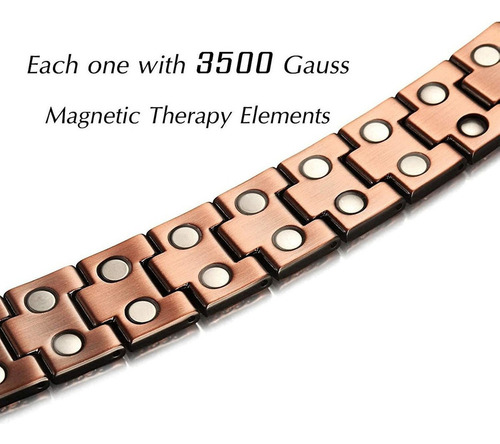 Pulsera De Terapia Magnética De Cobre Puro De Dos Filas Para