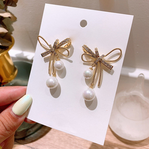 L Pendientes Arete Ins Con Colgante De Perlas Con Forma De