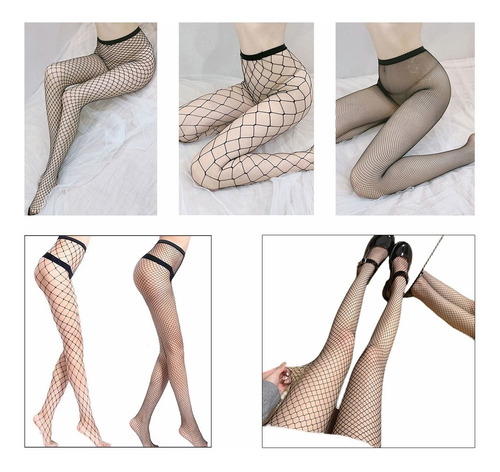 Imagen 5 de 9 de 3 Medias Panty Sexy Piernas Moda Mujer Malla Lenceria