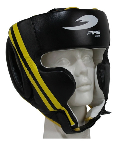  Careta De Box Pomulos Piel Fire Sports Protector Cabeza Mma Artes Marciales Negro