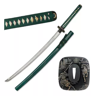 Katana Bushido Blanca Acero Carbonico Filo Maximo 541w Color Verde Sw-541gn