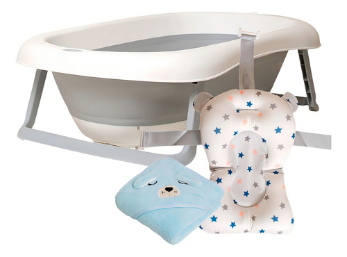 Tina Para Bebe Tubbies 2go - Small + Pad + Toalla De Capucha Tubbies 2 Go Small / Pad / Toalla Azul