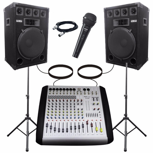 Combo Consola 12 Canales 800w + 2 Bafles 15  400w +mic Shure