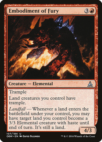 Carta Magic Embodiment Of Fury X 4 Unidades Playset Mtg