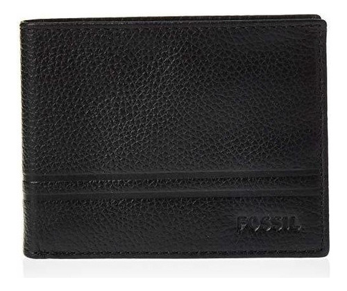 Cartera De Hombre Fossil,de Cuero Wilder Color Negro Wallet