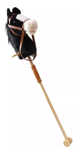 Para Caballo De Madera Con Palo, Juego De Negro Con Rodillo