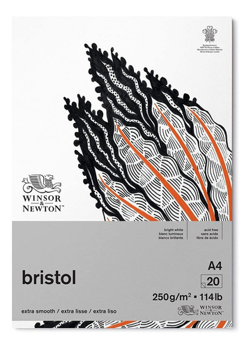 Block Winsor & Newton Bristol Pad 250grs A4 20s