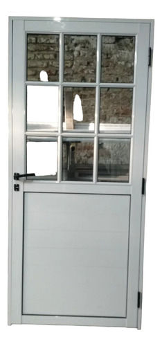 Puerta Aluminio Blanco 1/2 Vidrio Repartido 70x200 