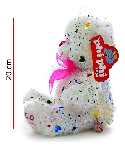 Peluche Oso Con Corazoncitos Aplicados - Orig. Phi Phi Toys Color Blanco