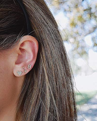 Pendientes Con Inicial Chapados En Oro De 14 Quilates Cúbica