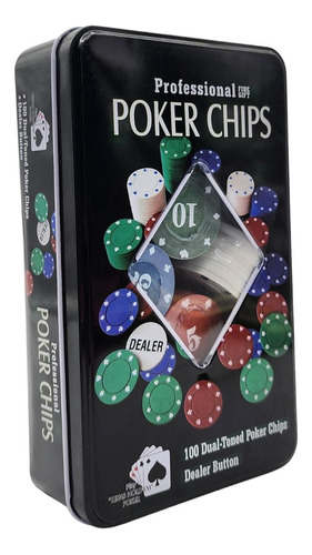 Fichas Para Juego De Poker Chips Caja De Metal Profesional