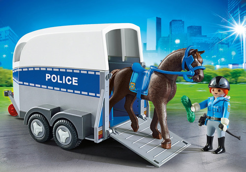 Playmobil | Policía Con Caballo Y Remolque | 6922