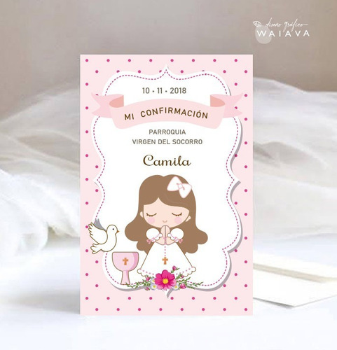 Imagen 4 de 10 de Estampitas Confirmación Tarjetas Estampas Nenas X 3u