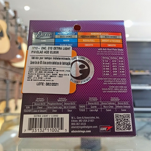 Imagem 2 de 2 de Encordoamento Elixir Para Violão .010 Extra Light Nanoweb