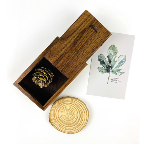 Caja Usb Madera Nogal Con Tapa Deslizante