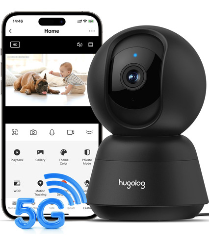 Hugolog Camara De Seguridad 3k 5mp Para Interiores Con Enfoq