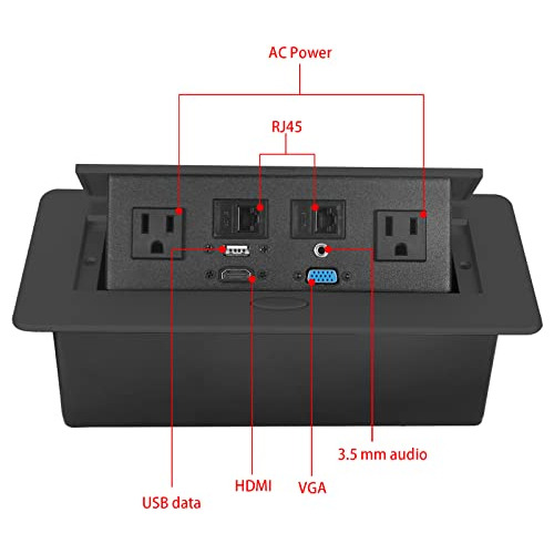 Caja De Toma De Corriente Emergente De Mesa, Enchufe Em...