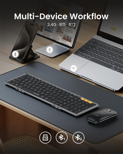 Teclado Y Mouse Plegables Protoarc, Xkm01 Combo De Mouse Y Y Gris Espacial.