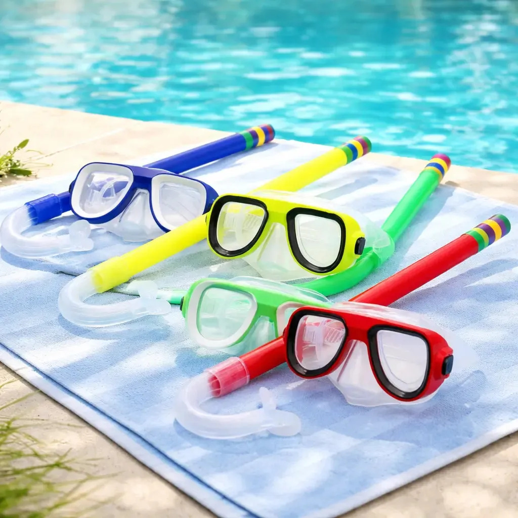 Kit Mergulho Máscara E Snorkel Infantil Piscina Praia Férias Cor Vermelho