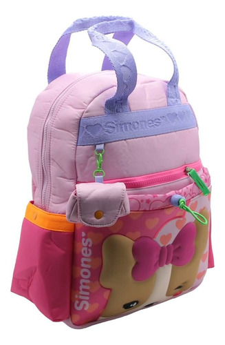 Mochila Escolar Simones Love Color Rosa Diseño De La Tela Liso