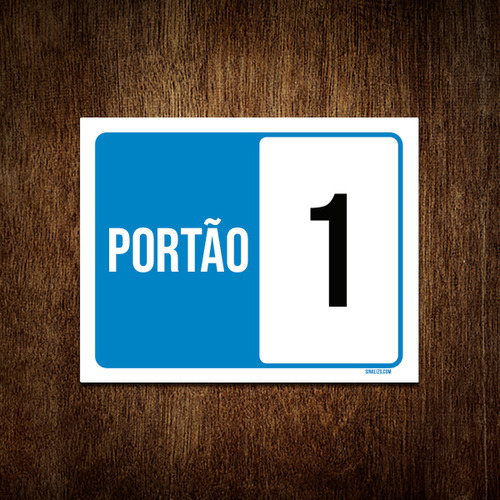 Placa Sinalização - Portão 1 Azul 36x46