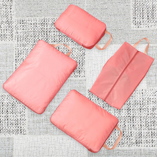 Juego De 4 Cubos De Embalaje De Viaje Con Cremallera: Rosa