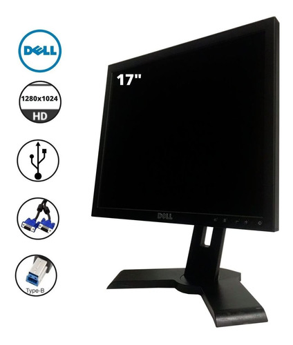 Monitor Dell 17 Polegadas Quadrado Base Ajustável Vga Usb