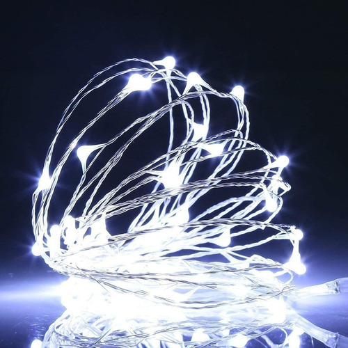 Imagen 1 de 9 de Luces Serie Navideña 20 Micro Led 3m Luz Blanca C/baterias