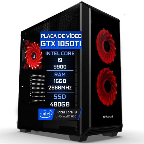 Pc Gamer Fácil Intel Core I9 9900 16gb Ssd 480gb Gtx 1050ti