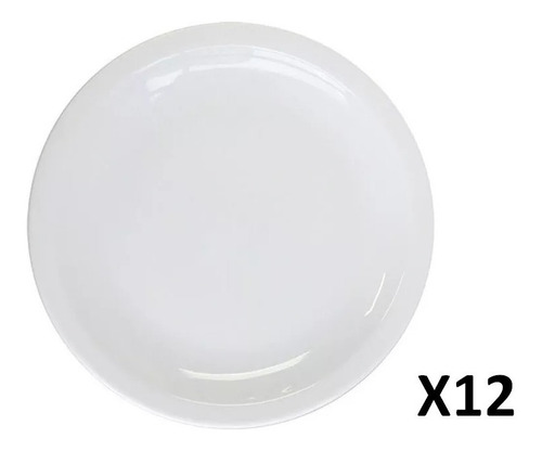 Plato Playo 24 Cm Gastronomico Porcelana Blanco X 12 Unid