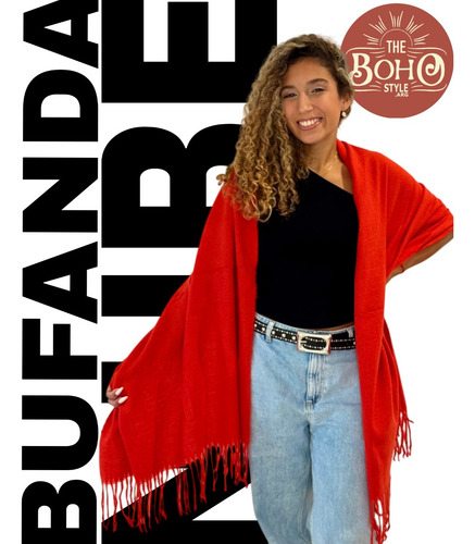 Bufandon Bufanda Maxi Nube Grande Amplia Afelpada Abrigo 34 Rojo Liso