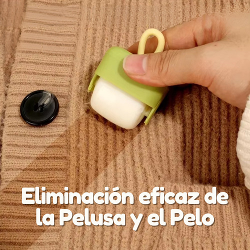 Rodillo Quita Pelusa Pelo Mascota Portátil Goma Reutilizable Color Verde Y Amarillo
