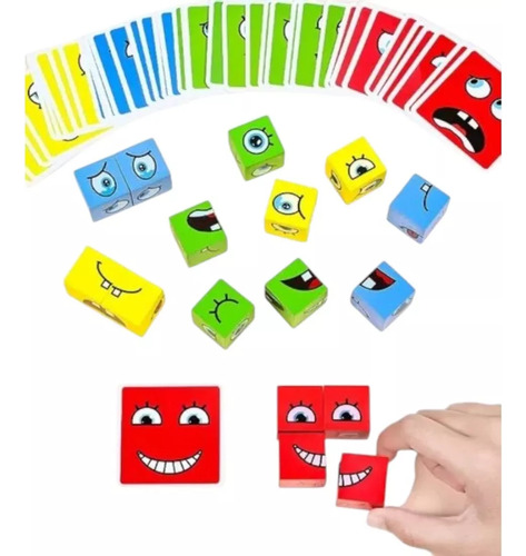 Juego De Expresiones Y Emociones En Madera Emoji Didáctico