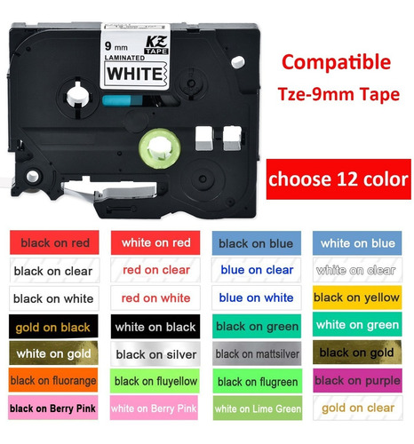 12 Colores Al Azar Elegir Para Brother P-touch Tze-221 Cinta